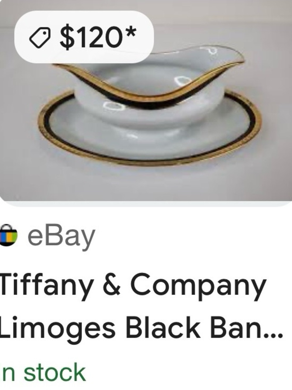 #2405*”4x9”Vintage 1950, Sone, White & Gold Porcelain Gravy Boat with Underplate - Picture 9 of 17
